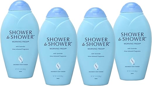 Shower To Shower - Shower to Shower Pó Corporal Absorvente, Frescor Matinal com Lavanda, Frascos de 13 ml (Pack com 4)