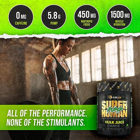Superhuman Pump Pré-Treino em Pó, Cafeína Nootrópica – Energia Explosiva e Foco Aumentado | 300g - ALPHA LION