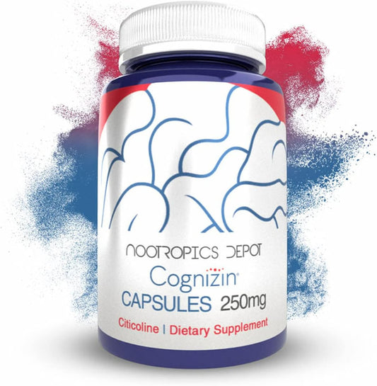 Cápsulas de Citicolina Cognizin | 60 Unidades | Suplemento de Colina | Saúde Cerebral | Regula Memória e Função Cognitiva | Suporta Atenção, Foco e - Nootropics Depot