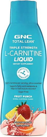 Total Lean Triple Strength L-Carnitine Liquid | Suporte ao Metabolismo de Ácidos Graxos e Ajuda na Recuperação Muscular | Sem Açúcar | Sabor Frutas Vermelhas | 473 ml - GNC
