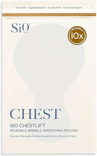 Beauty ChestLift Patches Anti-Rugas (2 Semanas de Fornecimento) – Almofada Reutilizável para Suavizar o Decote Durante a Noite – Adesivo de Silicone Anti-Envelhecimento para o Pescoço - SiO