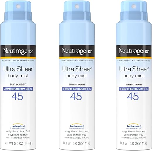 Ultra Sheer Body Mist Protetor Solar Spray FPS 45, Leve, Não Oleoso – 118 ml - Neutrogena
