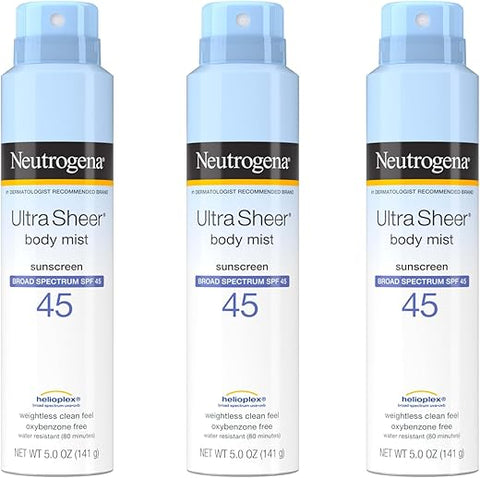 Ultra Sheer Body Mist Protetor Solar Spray FPS 45, Leve, Não Oleoso – 118 ml - Neutrogena