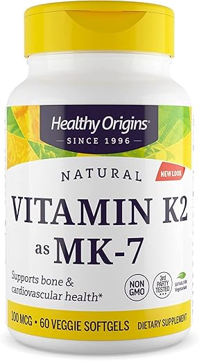 Vitamina K2 como MK-7 da Healthy Origins, 100 mcg – Vitaminas K2 para a saúde do coração e dos ossos