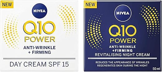 NIVEA - Nivea Q10 Creme Facial Dia FPS 15 + Creme Facial Noite, 50 ml – Redutor de Rugas