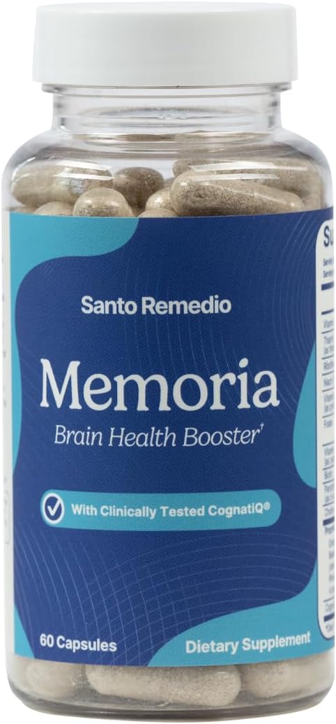 Memoria: Impulsionador da Saúde Cerebral, Fortalece Conexões Neurais, Melhora Atenção, Memória e Concentração, 30 Porções, Sem Glúten, Não-OGM - Santo Remedio