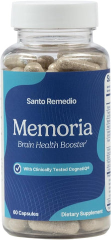 Memoria: Impulsionador da Saúde Cerebral, Fortalece Conexões Neurais, Melhora Atenção, Memória e Concentração, 30 Porções, Sem Glúten, Não-OGM - Santo Remedio