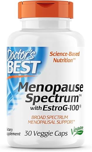 Doctor's BEST - Doctor’s Best Menopause Spectrum com EstroG-100 – Suplemento Vegano, Livre de Transgênicos, Sem Glúten e Soja, Cápsulas Vegetais, 30 Unidades