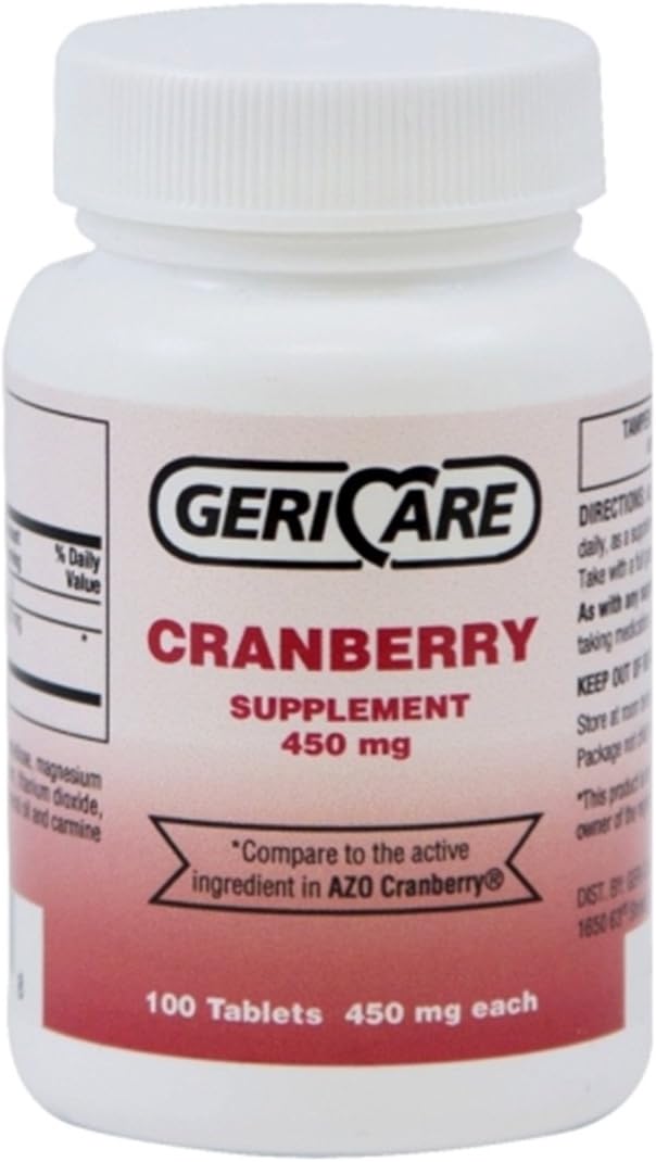 GeriCare - Geri-Care Suplemento de Cranberry, 100 Comprimidos 450 mg Cada (Pacote com 4) – Comprimidos de Cranberry Geri-Care, 450 mg Cada (Pacote com 4)