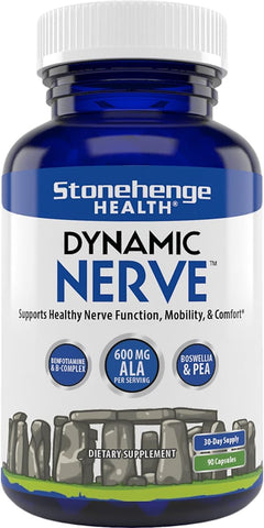 Suplemento Dinâmico para Nervos: Suporta a Função Nervosa em Dedos, Dedos dos Pés, Mãos e Pés com Ácido Alfa Lipóico ALA, Benfotiamina, PEA, Complexo B Robusto, Boswellia - Stonehenge Health