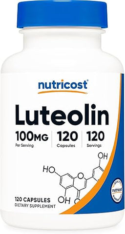Luteolin 100mg 120 Cápsulas – Amigável para vegetarianos, Não-OGM, Livre de Glúten | Nutricost Luteolin 100mg – Cápsulas Vegetarianas, Sem Glúten, Não-OGM - Nutricost