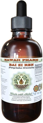 Bai Zi Ren Extrato Líquido Sem Álcool, Biota (Platycladus Orientalis) Glicerito de Semente de Bai Zi Ren, Hawaii Pharm Suplemento Herbal Natural 60 ml