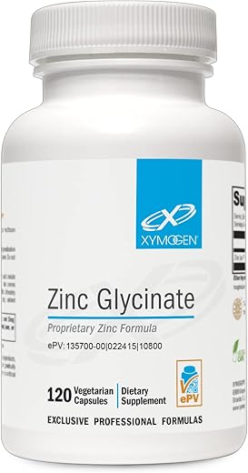 Zinc Glycinate – 20mg Quelato de Zinco – Bisglicinato de Zinco Quelato para Absorção Aprimorada – Suplemento Mineral para Suporte Imunológico Reprodutivo (120 Vegan Zinc) - XYMOGEN