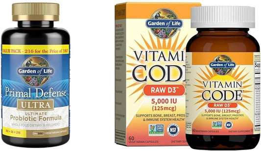 Probiótico com 216 Cápsulas e Vitamina D3 com 60 Cápsulas – Compre Agora! - Garden of Life