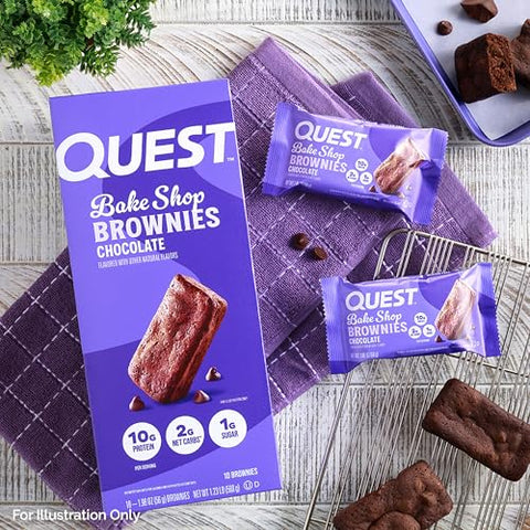 Quest Nutrition - Quest Bake Shop: Brownies de Chocolate, 10g Proteína, 2g Carboidratos Líquidos, 1g Açúcar, 10 Unidades
