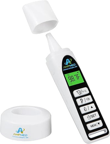 Termômetro Profissional de Testa e Ouvido Amplim No Touch, Termômetro Digital sem Contato para Bebês, Crianças e Adultos, Termômetro Temporal sem Toque com Base, Medição Precisa de Temperatura