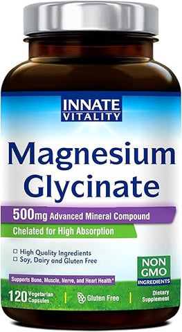 Magnesium Glycinate 500mg – Suplemento de Magnésio de Alta Absorção, Não-OGM - Innate Vitality