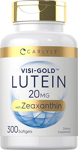 Luteína e Zeaxantina 20mg | 300 Softgels | Vitaminas para a Saúde dos Olhos | Não-OGM - Carlyle