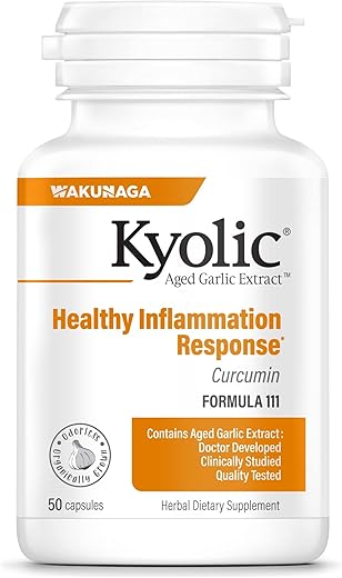 Aged Garlic Extract Fórmula 111, Resposta Saudável à Inflamação, 50 Cápsulas (Embalagem Pode Variar) - Kyolic