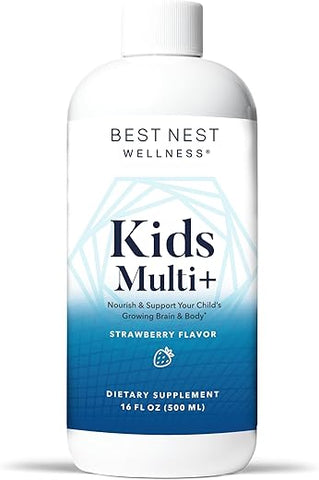 Best Nest Wellness - Melhor Nest Wellness Kids: Multivitamínico Líquido para Crianças – Vitaminas Metiladas, Alimentos Integrais, Vegano, B12, Livre de Glúten, Não-OGM – Suporte Imunológico – 60ml