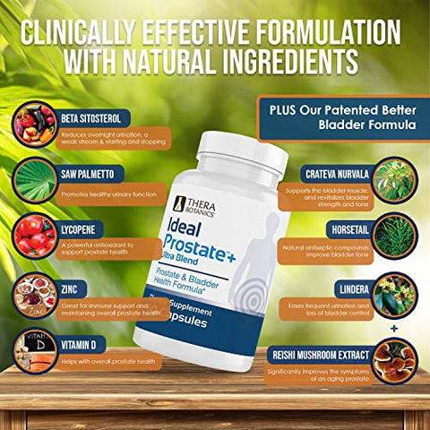 Therabotanics - Advanced Men’s Prostate Support – Ideal Prostate Plus Ultra com Reishi, Saw Palmetto, Licopeno e Mais para Alívio Natural da Próstata
