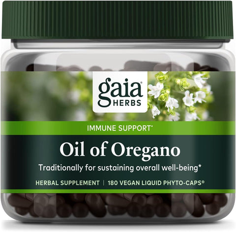 Óleo de Orégano Gaia Herbs – Suporte Imunológico e Antioxidante para Sustentar o Bem-Estar Geral – com Óleo de Orégano, Carvacrol e Timol – 180ml Líquido Vegano