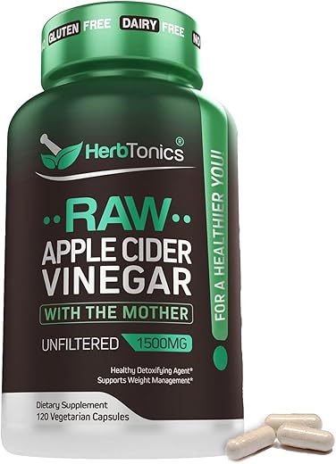 Cápsulas de Vinagre de Maçã Cru 1500mg Detox 120 Caps – Suporte Saúde e Bem-Estar - Herbtonics