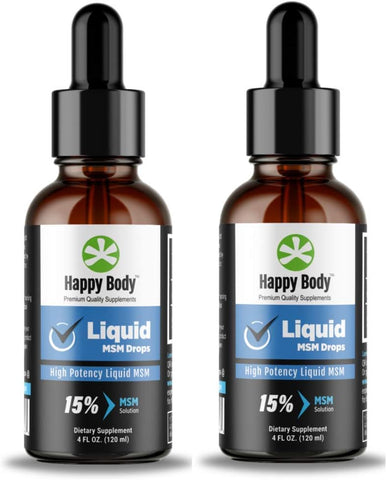 HAPPY BODY - Gotas de MSM Líquido com o Maior Teor de MSM em um Suplemento Líquido de MSM. Ideal para Uso Oral
