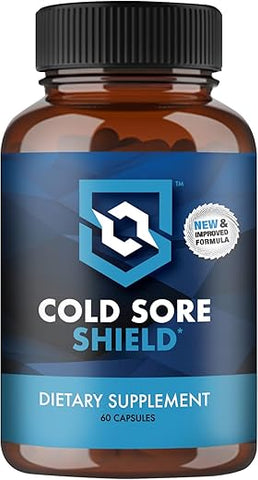 Cold Sore Shield - Suplemento Diário para Feridas Frias com L-Lisina | Não deixe uma ferida fria arruinar o seu momento | Tome diariamente | 60 unidades | Fabricado nos EUA