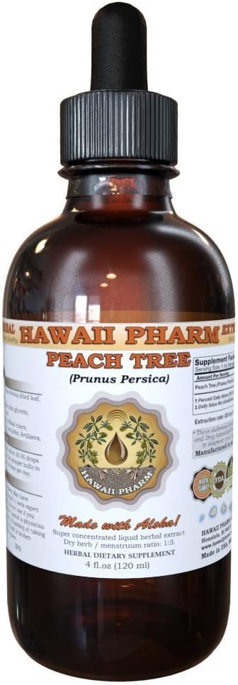 Extrato Líquido de Folha de Pêssego, Pó de Folha de Pêssego (Prunus persica) em Tintura, Hawaii Pharm, 4 fl.oz (118 ml)