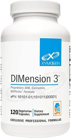 DIMension 3 – Suplemento de Diindolilmetano DIM com Curcumina BioPerine – Suporta a Desintoxicação Saudável de Estrogênio, Equilíbrio Hormonal para Mulheres e Homens – Alívio da Menopausa TPM - XYMOGEN