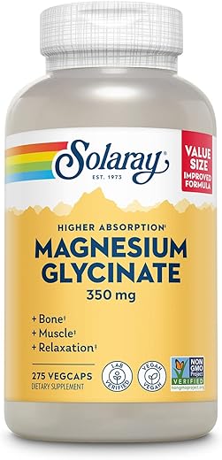 SOLARAY - Solaray Magnesium Glycinate – Novo! Fórmula Avançada em Cápsulas – 100% Absorção – 120 Cápsulas – Alta Concentração – Saúde e Bem-Estar – 2000mg por Dose – Qualidade Garantida  Solaray