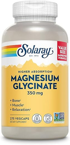 SOLARAY - Solaray Magnesium Glycinate – Novo! Fórmula Avançada em Cápsulas – 100% Absorção – 120 Cápsulas – Alta Concentração – Saúde e Bem-Estar – 2000mg por Dose – Qualidade Garantida  Solaray