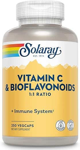 C com Bioflavonoides, Cápsula Vegetal (Frasc-Plást) 500mg 100un (250 un, 125 Porções) - SOLARAY