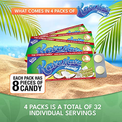 Kava Kava Candy – 8 Balas de Kava por Embalagem, Suplemento Relaxante de Extrato de Kava, Pílula Natural de Raiz de Kava para Alívio do Estresse, Estimula o Bom Humor – Creme de Coco - Ozia Originals