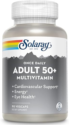 SOLARAY - Solaray Multivitamínico Adulto 50 Once Daily – Energia Saudável, Coração Forte | Solaray
