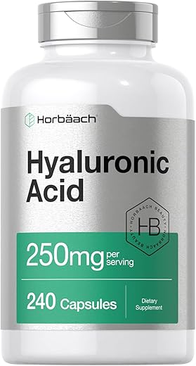 Cápsulas de Ácido Hialurônico | 250 mg | 240 Unidades | Suplemento Sem OGM e Sem Glúten - Horbäach