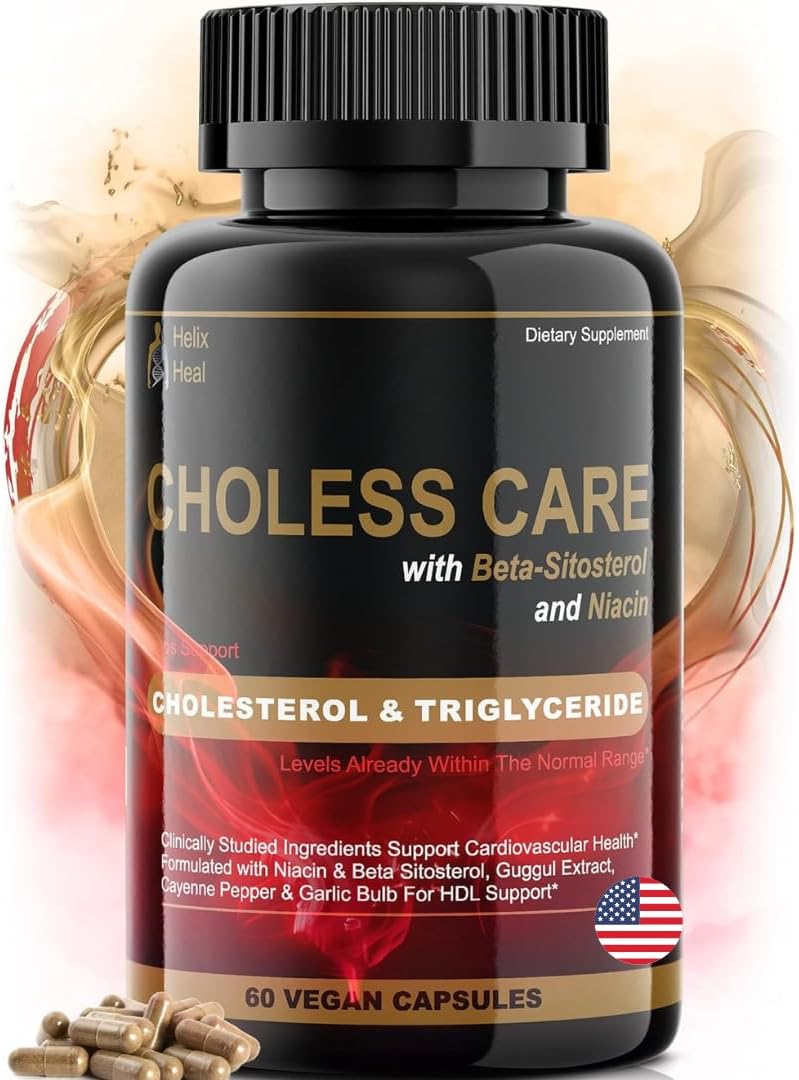 Helix Heal - Suplemento de Colesterol – Cápsulas de Suporte aos Triglicerídeos c/ Alho Orgânico Inodoro, Pimenta Caiena, Fitosteróis p/ Níveis Normais de Colesterol HDL e LDL c/