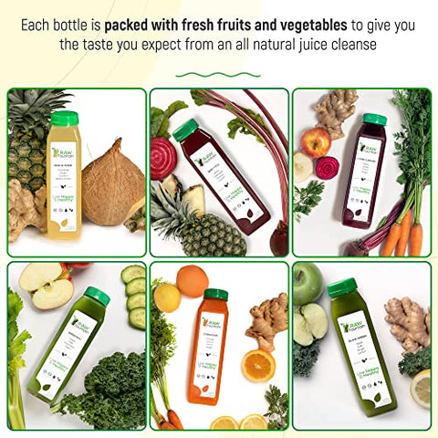 3 Day Juice Cleanse Raw Fountain – Detox Natural Líquido, Dietas de Suco, Sucos de Frutas e Vegetais, Energizante e Saboroso, 18 Garrafas 350ml, 3 Gengibre