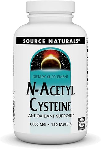 N-Acetyl Cysteine – Suporte Antioxidante para a Saúde Respiratória, 1.000 mg – 180 Comprimidos - Source Naturals