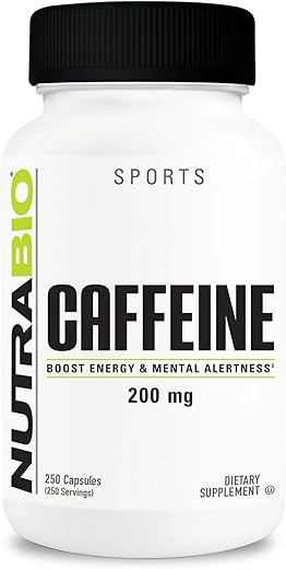 Cápsulas de Cafeína Pura 100%% (250 Cápsulas) – Energia Natural - NutraBio
