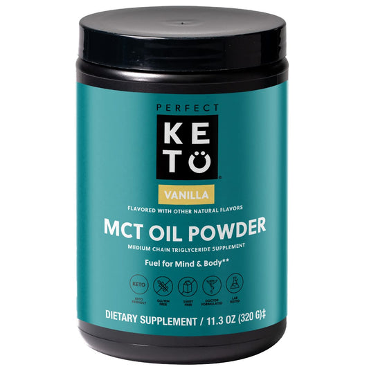 7g MCT Oil Powder – Café Cremoso para Dieta Keto com Triglicerídeos de Cadeia Média, Mistura de MCT para Café, Smoothie, Shakes Proteicos – Marca em Destaque - Perfect Keto