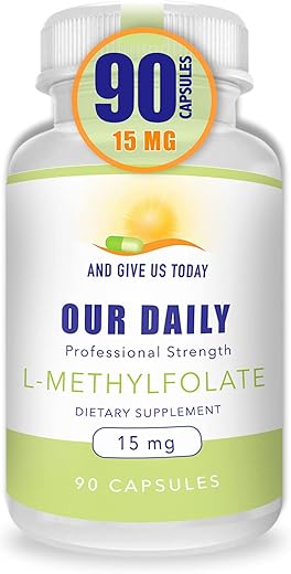 AND GIVE US TODAY OUR DAILY - L-Methylfolate 15 mg / 15000 mcg – Fólico Ativo de Força Máxima, 5-MTHF, Cápsulas Vegetarianas 90 Unidades (Fornecimento de 3 Meses)