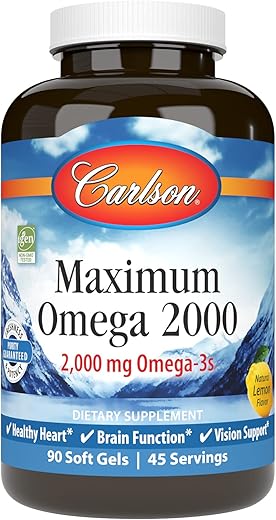 Ômega Máximo 2000, 2000 mg de Ômega-3, Coração Saudável, Função Cerebral - Carlson