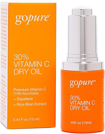 Óleo Seco de Vitamina C 30%% – Redutor de Manchas Escuras com Óleo de Vitamina C Anti-Envelhecimento para Melhorar Linhas Finas – 30ml - goPure