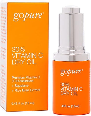 Óleo Seco de Vitamina C 30%% – Redutor de Manchas Escuras com Óleo de Vitamina C Anti-Envelhecimento para Melhorar Linhas Finas – 30ml - goPure