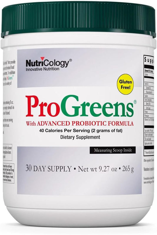 ProGreens 265 g em Pó – Superalimento de Verdes Orgânicos, Mistura de Verdes em Pó, Suplemento de Verdes Saudáveis, Pó de Bebida Verde, Fórmula Avançada de Probióticos - Nutricology