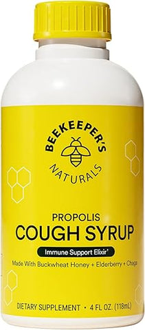 Beekeeper's Naturals - Xarope para Tosse Diurna de Mel de Própolis de Abelha do Apicultor Naturais para Adultos com Sabugueiro, Própolis de Abelha, Mel de Trigo Sarraceno – Suporte Imunológico