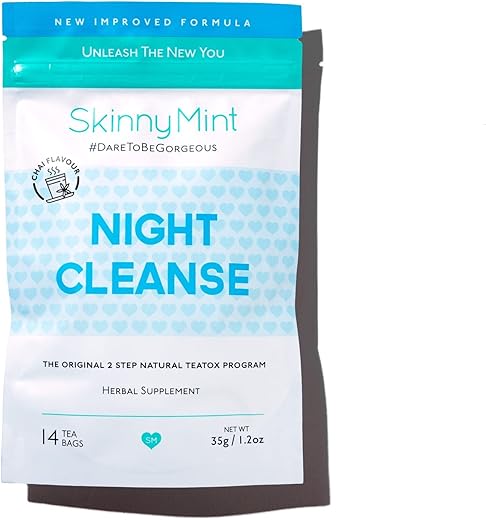 Night Cleanse Teatox: Chá Detox Natural e Eficaz. Ajuda a Reduzir Inchaço e Restaurar Equilíbrio Digestivo. Favorece o Relaxamento - SkinnyMint