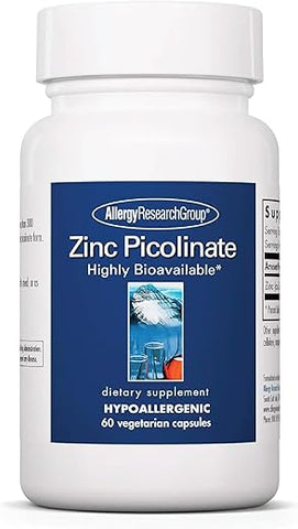 Suplemento de Zinco Picolinato – Suporte à Resposta Imune Normal, Altamente Bioabsorvível, Cápsulas Vegetarianas – 60 Unidades - Allergy Research Group